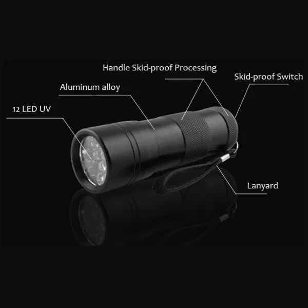 395NM UV Purple Light Waterproof Aluminium LED Torch - Image 5