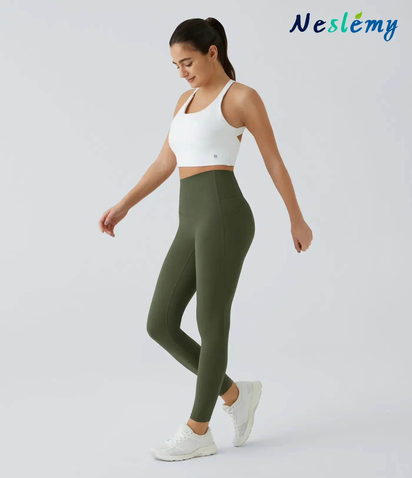 High Waisted Waist Shaping Pocket Shaping Training Leggings - Image 21