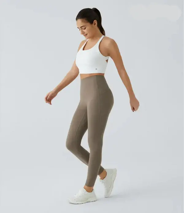High Waisted Waist Shaping Pocket Shaping Training Leggings - Image 11