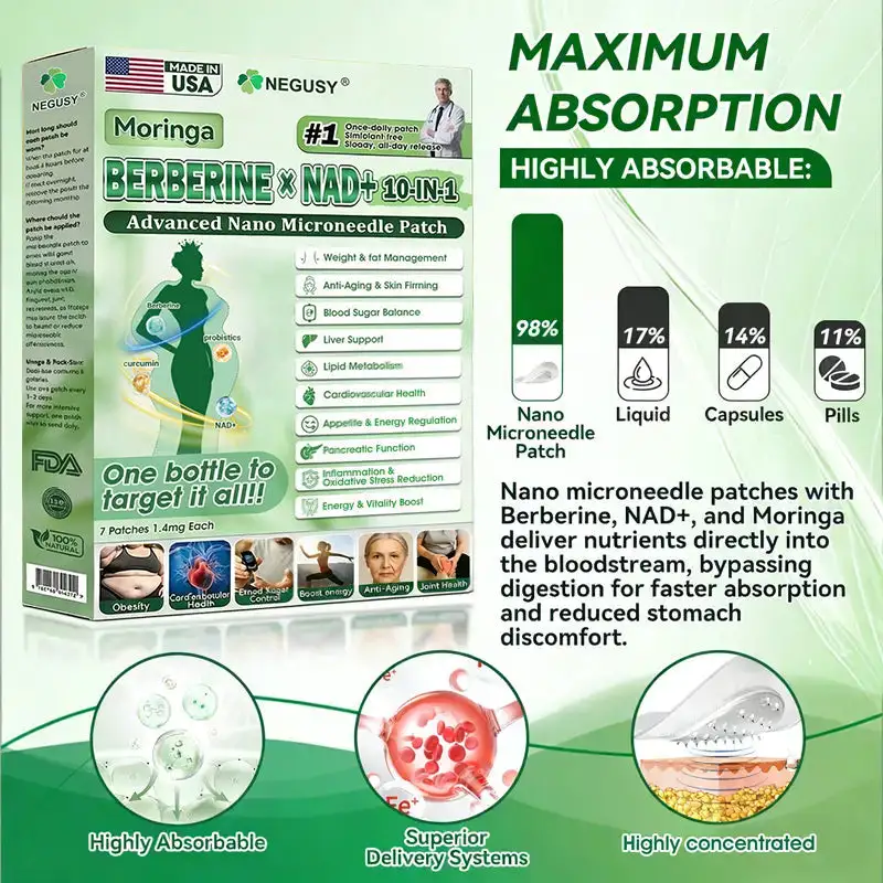 Moringa .Berberine x NAD+ 10-in-1 Advanced Nano Microneedle Patch - Image 6