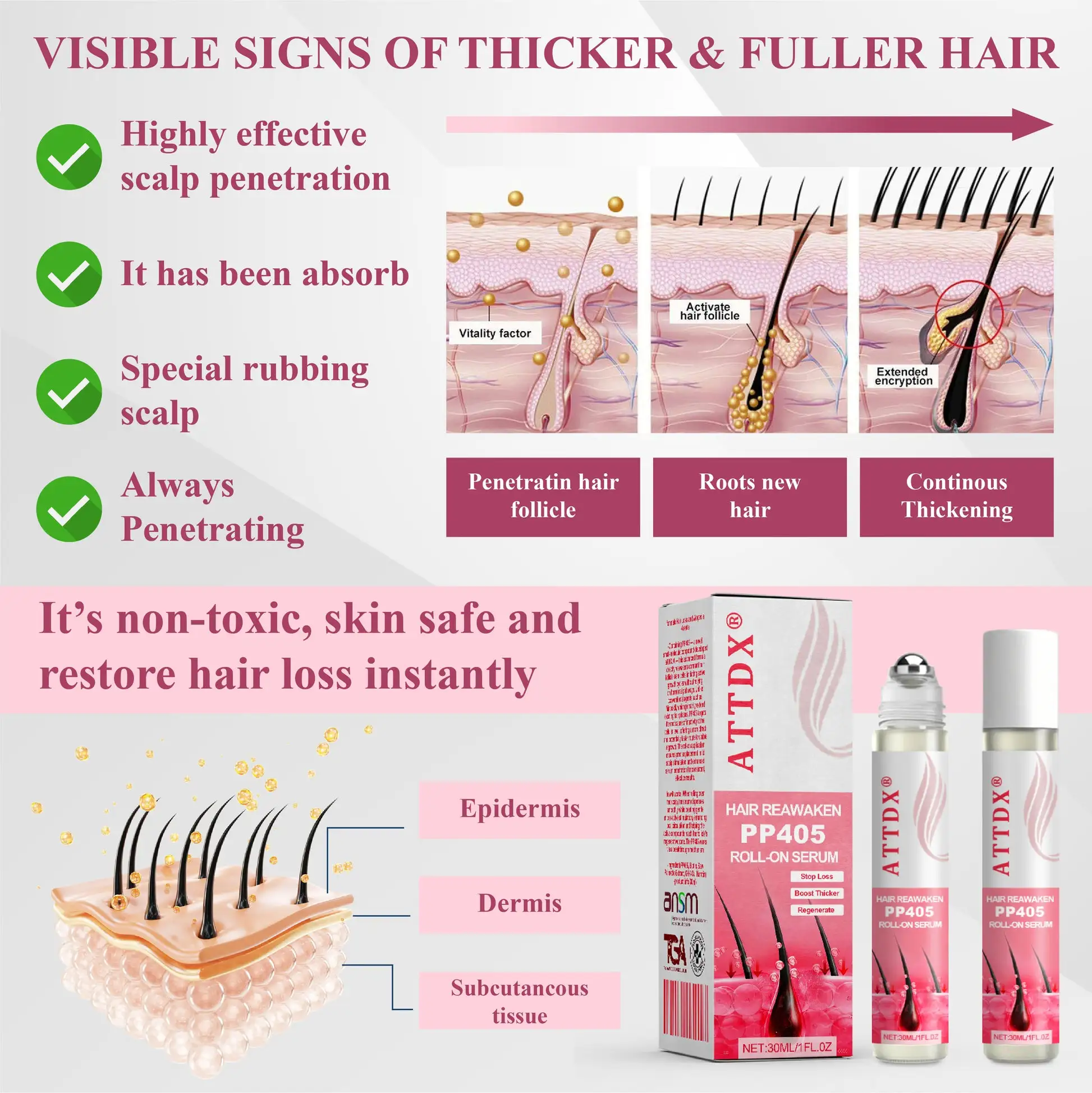 Hair Reawaken PP405 Roll-On Serum for Women - Image 6