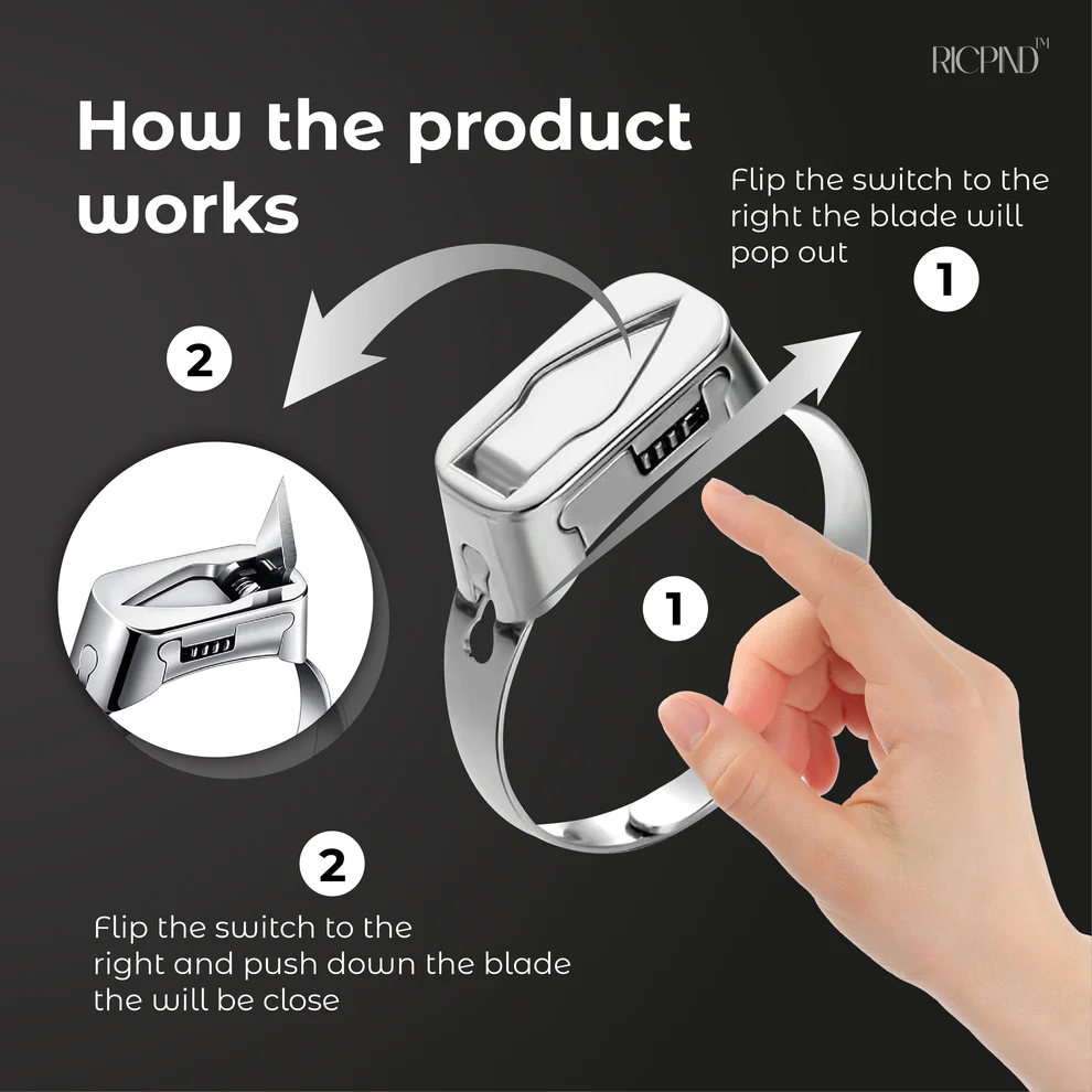 RICPIND Stainless Steel Hidden Blade Defence Ring - Image 3