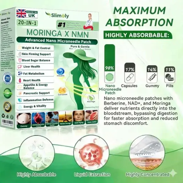 20-IN-1 Advanced Nano Microneedle Patch Moringa × Berberine × NMN/NAD+ Multi-Action Formula - Image 2