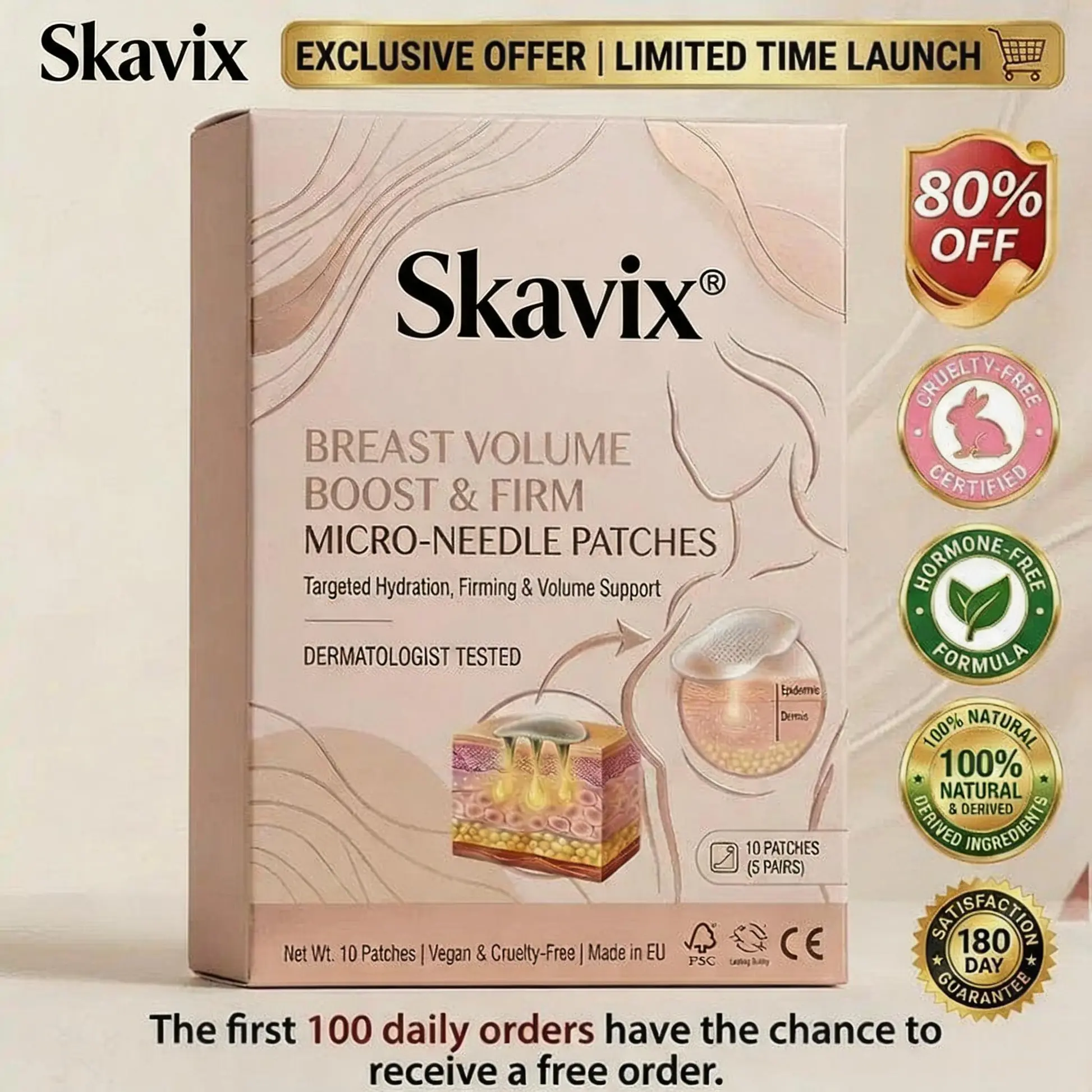 Skavix Targeted Breast Enhancement Advanced Nano-Microneedle Patches